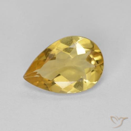 1.45ct Натуральный Золотой Золотой берилл, Форма груши, Чистота VS