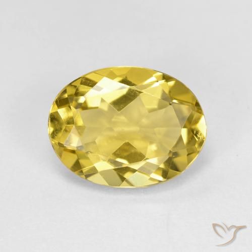 2.19ct Натуральный Светло-желтый Золотой берилл, Овал, VVS-VS