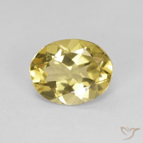 2.08ct Натуральный Светло-желтый Золотой берилл, Овал, VVS-VS