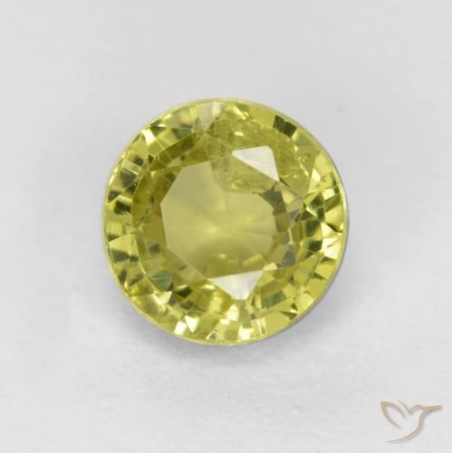 0.54ct Натуральный Зеленовато-желтый Гроссулярит Гранат, Круглый, VS-SI