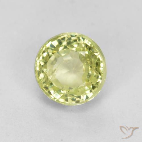 0.54ct Натуральный Зеленовато-желтый Гроссулярит Гранат, Круглый, VS-SI