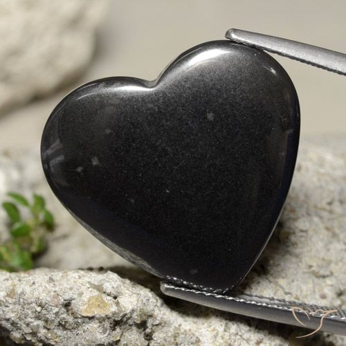 23.99ct Натуральный Темно-серый Гематит, Сердце, Непрозрачный