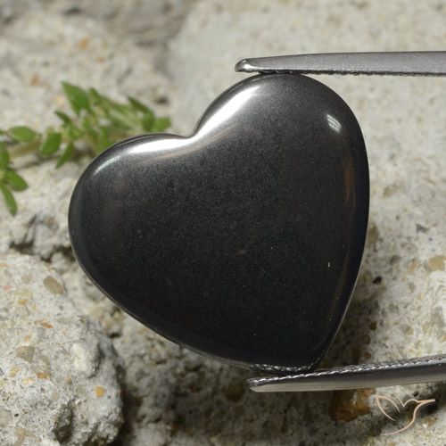 23.25ct Натуральный Темно-серый Гематит, Сердце, Непрозрачный