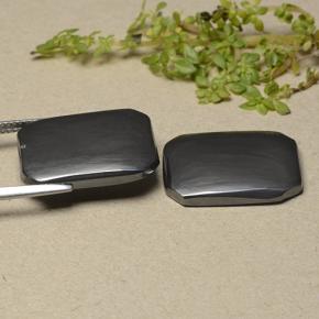 27.63 карата, натуральный Черно-серый Гематит, Изумрудная огранка, Непрозрачный