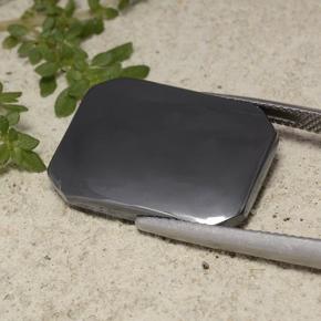 19.27 карата, натуральный Черно-серый Гематит, Изумрудная огранка, Непрозрачный