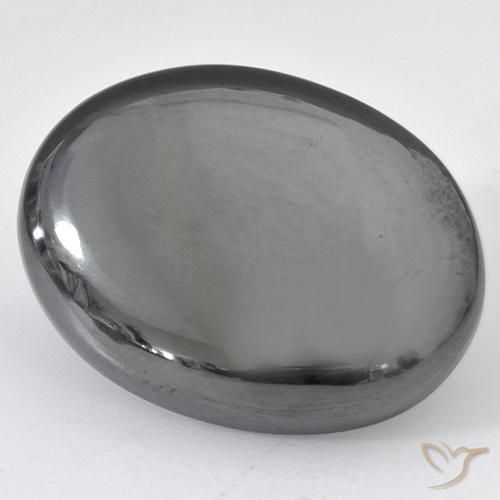37.03ct Натуральный Серебристо-серый Гематит, Овал, Непрозрачный