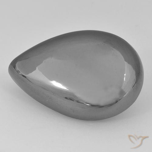 40.28ct Натуральный Серебристо-серый Гематит, Форма груши, Непрозрачный