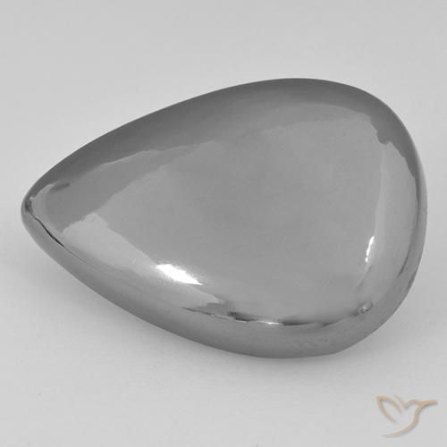 30.47ct Натуральный Серебристо-серый Гематит, Форма груши, Непрозрачный