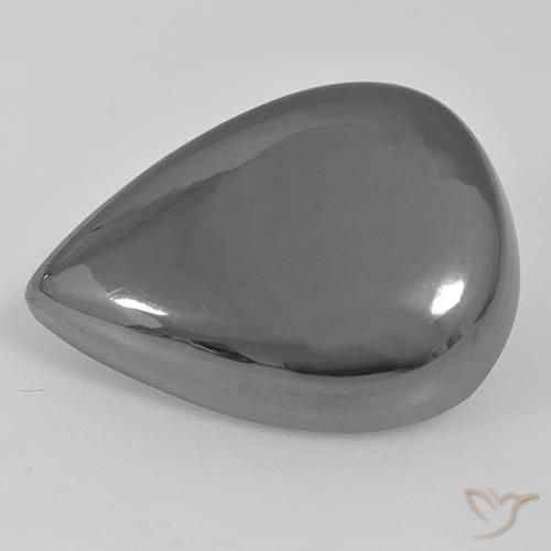 35.97ct Натуральный Серебристо-серый Гематит, Форма груши, Непрозрачный