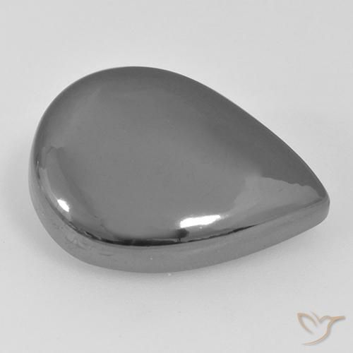 31.22ct Натуральный Серебристо-серый Гематит, Форма груши, Непрозрачный
