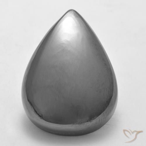 34.04ct Натуральный Серебристо-серый Гематит, Форма груши, Непрозрачный