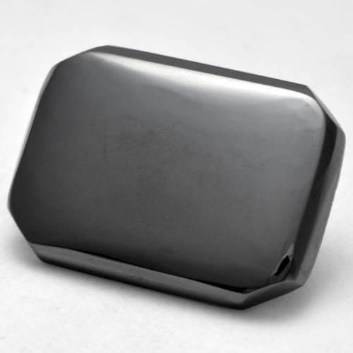 17.73 карата, натуральный Средний серый Гематит, Изумрудная огранка, Непрозрачный