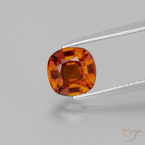 1.54ct Натуральный Красновато-оранжевый Гранат Гессонит, Подушка, Чистота VS