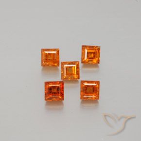 1.82ctw Натуральный Темно-оранжевый Гранат Гессонит, Квадрат, Чистота VS