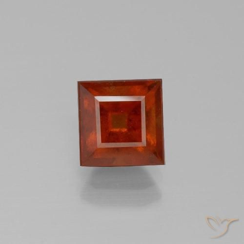 2.13ct Натуральный Темно-оранжевый Гранат Гессонит, Квадрат, VS-SI