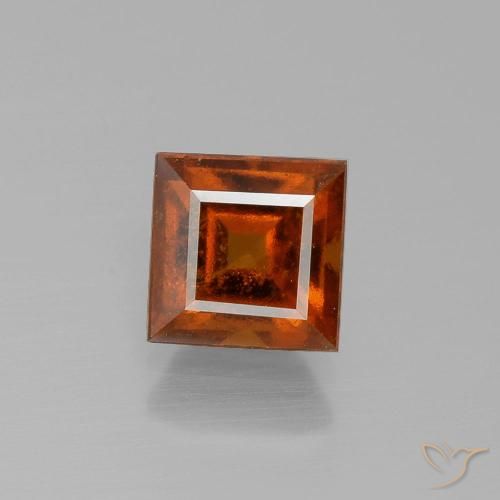 2.19ct Натуральный Темно-оранжевый Гранат Гессонит, Квадрат, VS-SI