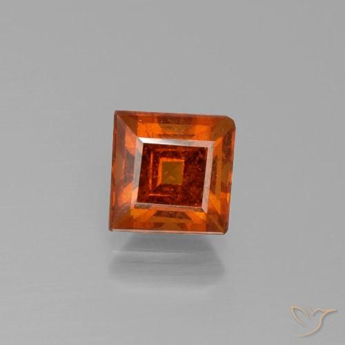 2.18ct Натуральный Огонь Оранжевый Гранат Гессонит, Квадрат, VS-SI