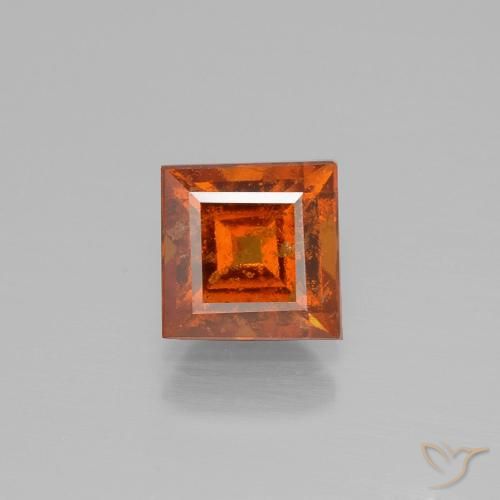 2.00ct Натуральный Огонь Оранжевый Гранат Гессонит, Квадрат, SI