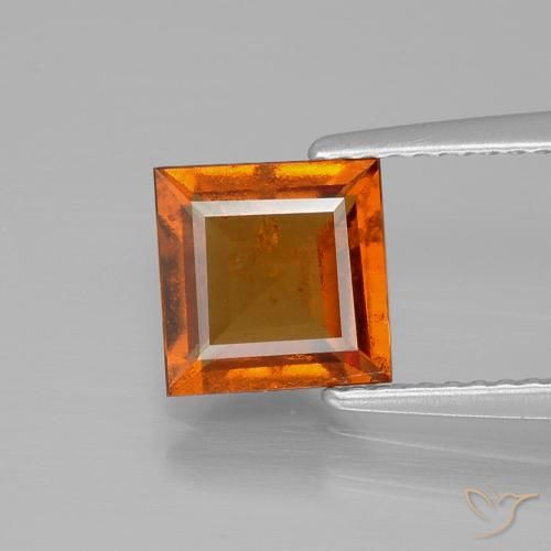 2.01ct Натуральный Средне-темно-оранжевый Гранат Гессонит, Квадрат, VS-SI