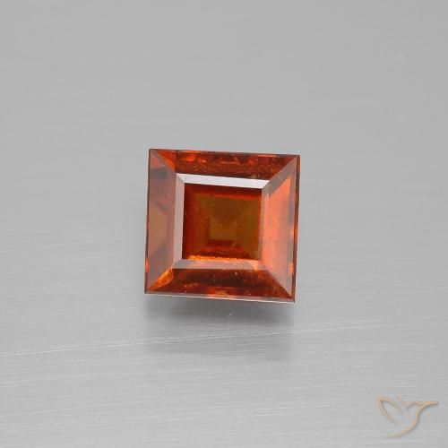 1.77ct Натуральный Темно-оранжевый Гранат Гессонит, Квадрат, Чистота VS