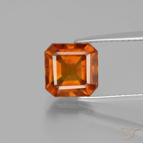 2.52ct Натуральный Средне-темно-оранжевый Гранат Гессонит, Изумрудная огранка, VS-SI