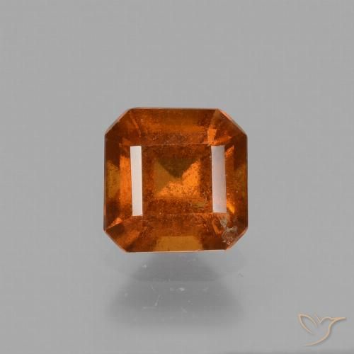 1.48ct Натуральный Огонь Оранжевый Гранат Гессонит, Изумрудная огранка, VS-SI