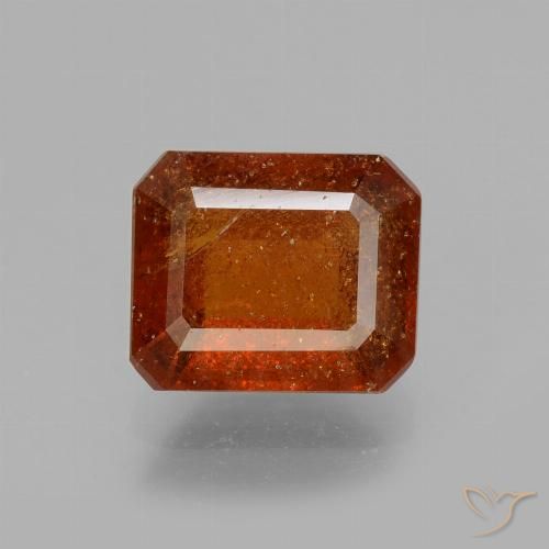 2.61ct Натуральный Темно-оранжевый Гранат Гессонит, Изумрудная огранка, VS-SI