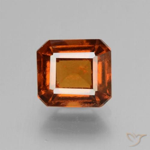 2.28ct Натуральный Темно-оранжевый Гранат Гессонит, Изумрудная огранка, VS-SI
