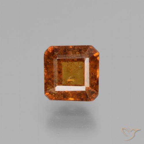 1.48ct Натуральный Темно-оранжевый Гранат Гессонит, Изумрудная огранка, VS-SI