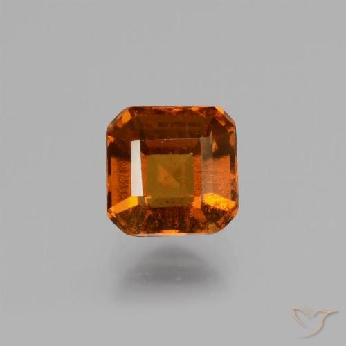 1.56ct Натуральный Темно-оранжевый Гранат Гессонит, Изумрудная огранка, Чистота VS