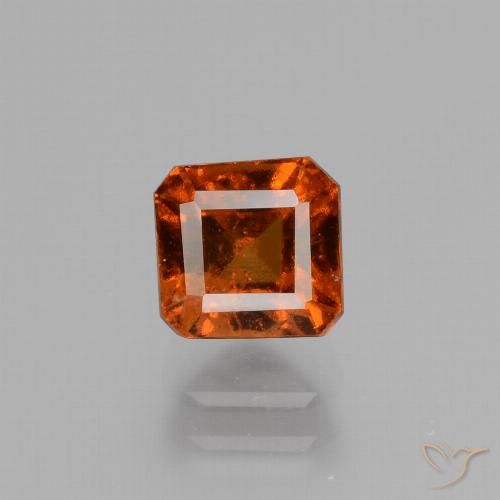 1.58ct Натуральный Темно-оранжевый Гранат Гессонит, Изумрудная огранка, VS-SI