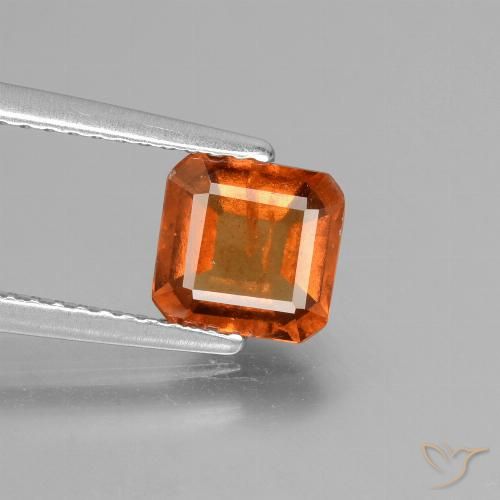 1.38ct Натуральный Темно-оранжевый Гранат Гессонит, Изумрудная огранка, VS-SI