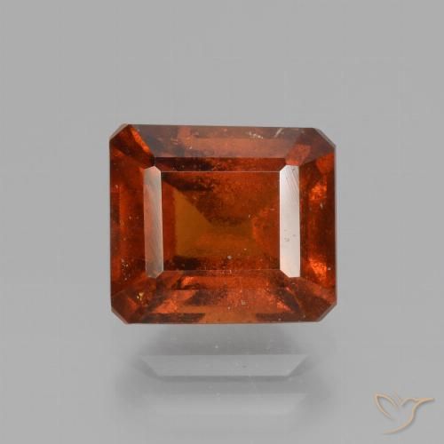2.84ct Натуральный Огонь Оранжевый Гранат Гессонит, Изумрудная огранка, VS-SI