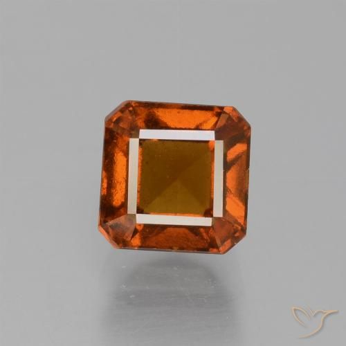 1.76ct Натуральный Темно-оранжевый Гранат Гессонит, Изумрудная огранка, Чистота VS