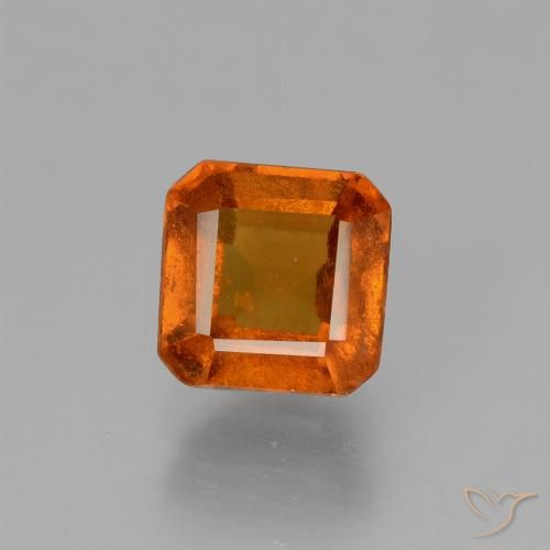 1.56ct Натуральный Темно-оранжевый Гранат Гессонит, Изумрудная огранка, VS-SI