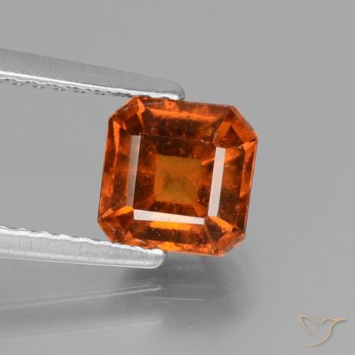 1.53ct Натуральный Янтарный Апельсин Гранат Гессонит, Изумрудная огранка, Чистота VS
