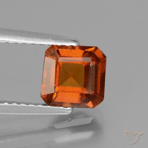 1.42ct Натуральный Темно-оранжевый Гранат Гессонит, Изумрудная огранка, VS-SI