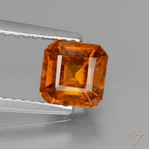 1.29ct Натуральный Янтарный Апельсин Гранат Гессонит, Изумрудная огранка, Чистота VS