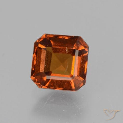 1.35ct Натуральный Темно-оранжевый Гранат Гессонит, Изумрудная огранка, VS-SI