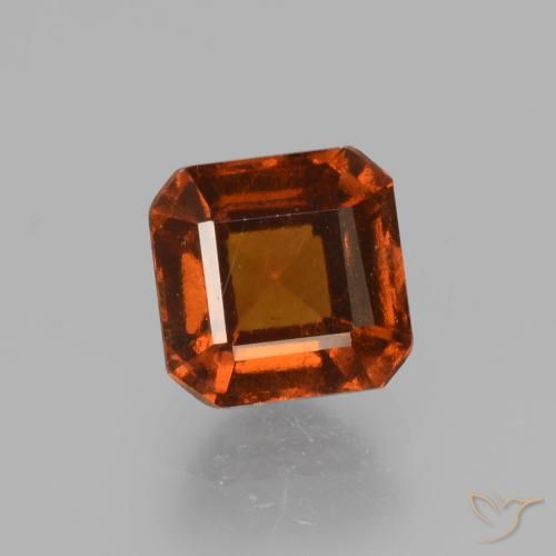 1.55ct Натуральный Темно-оранжевый Гранат Гессонит, Изумрудная огранка, Чистота VS