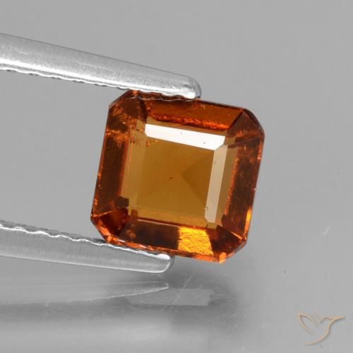 1.47ct Натуральный Темно-оранжевый Гранат Гессонит, Изумрудная огранка, Чистота VS