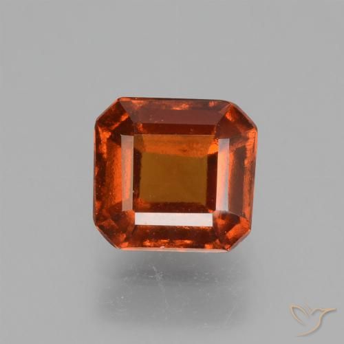 1.52ct Натуральный Янтарный Апельсин Гранат Гессонит, Изумрудная огранка, Чистота VS