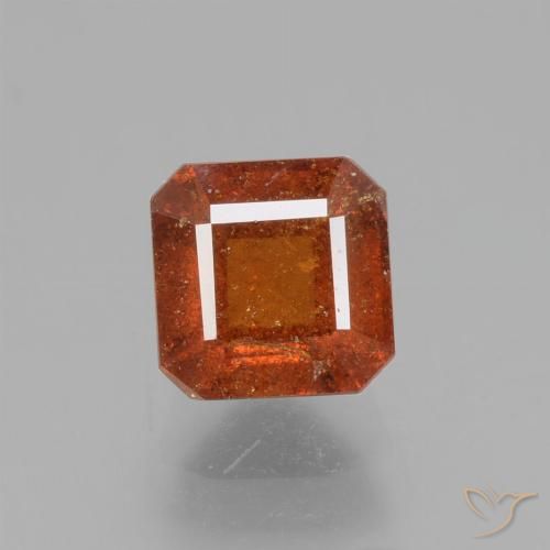 1.61ct Натуральный Темно-оранжевый Гранат Гессонит, Изумрудная огранка, VS-SI