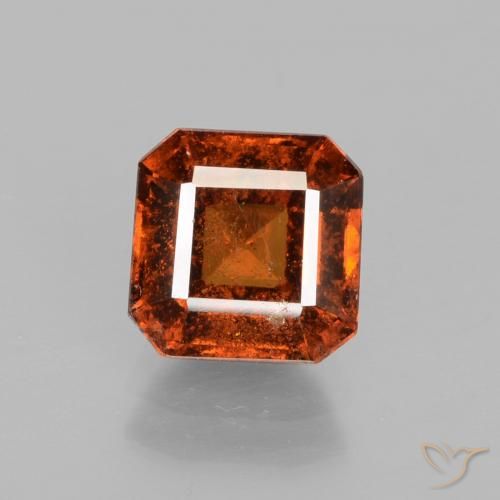 2.15ct Натуральный Темно-оранжевый Гранат Гессонит, Изумрудная огранка, VS-SI
