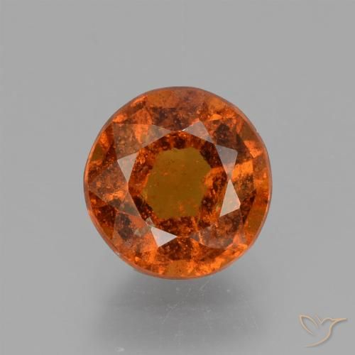 1.90ct Натуральный Темно-оранжевый Гранат Гессонит, Круглый, VS-SI