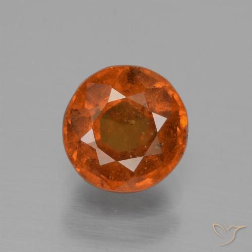 1.62ct Натуральный Янтарный Апельсин Гранат Гессонит, Круглый, VS-SI