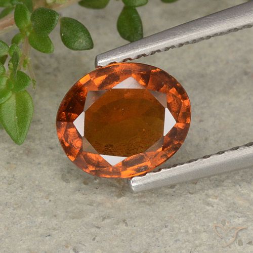 1.56ct Натуральный Темно-оранжевый Гранат Гессонит, Овал, Чистота VS