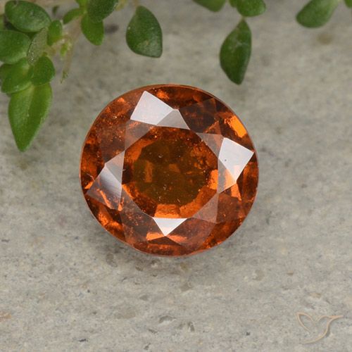 1.78ct Натуральный Темно-оранжевый Гранат Гессонит, Круглый, VS-SI
