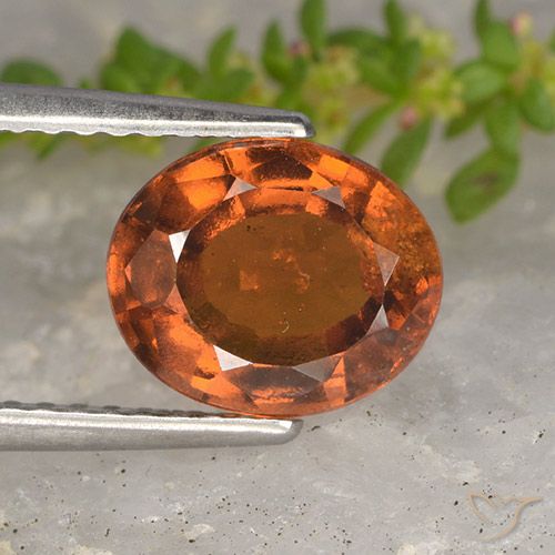 2.15ct Натуральный Средне-темно-оранжевый Гранат Гессонит, Овал, VS-SI