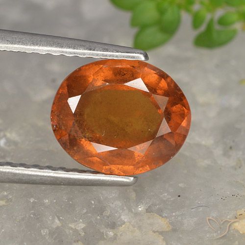 2.04ct Натуральный Средне-темно-оранжевый Гранат Гессонит, Овал, VS-SI